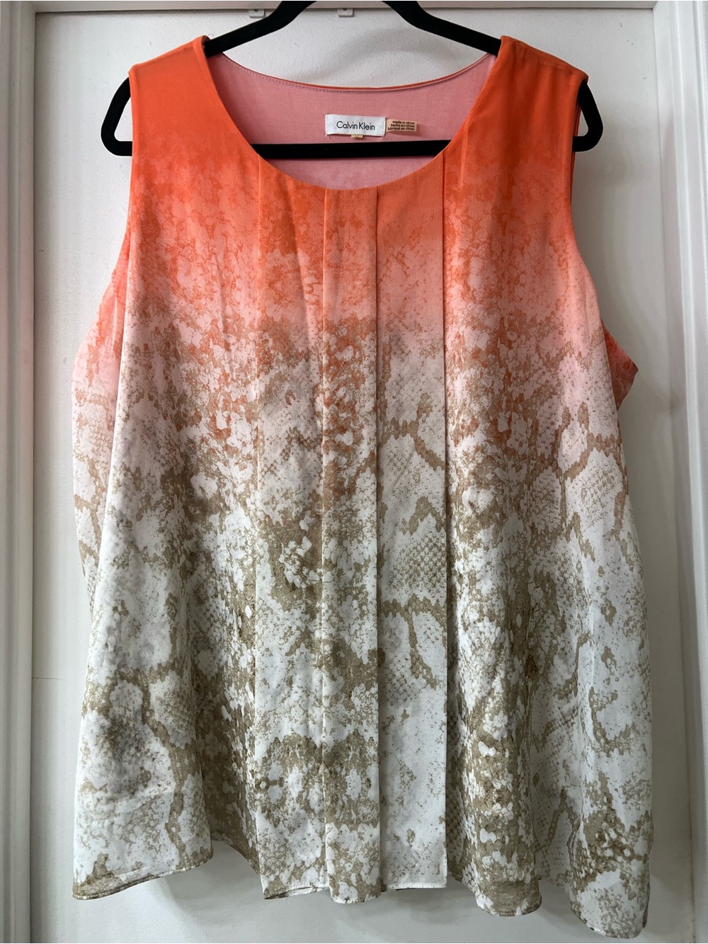 Calvin Klein Orange to Cream Snake-Print Sleeveless Camisole